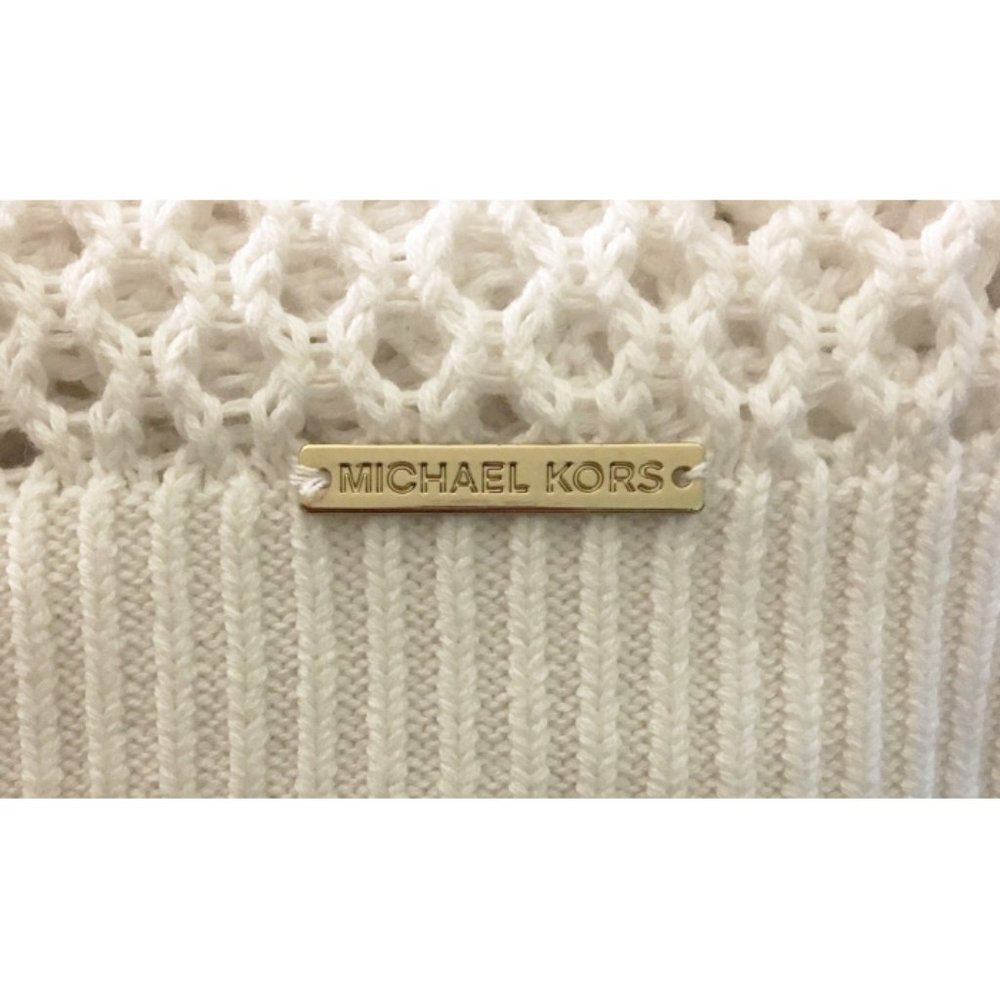 NEW Michael Kors Ivory Open Knit Cut-Out Sweater S - Picture 3 of 6
